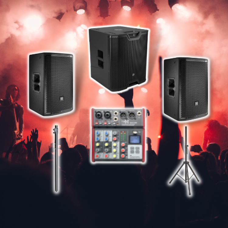 Powered Speaker w/ Bluetooth Mixing Desk & Subwoofer Package