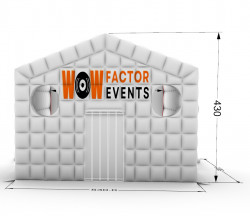 White20Tent20 20Front20View20with20Dimensions 1699363112 White Inflatable Night Club Hire